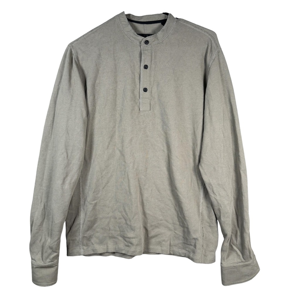 Rag & Bone Henley Shirt Mens Small‎ Green Long Sleeve Waffle Knit Cotton Top